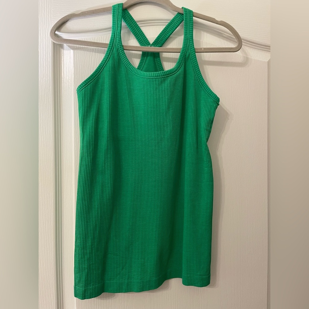 Lululemon Ebb to Street Green Ribbed Tank Top